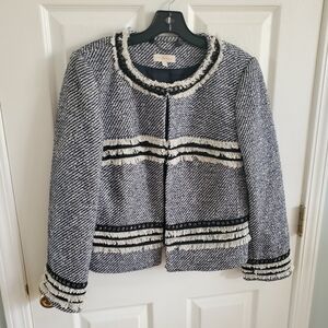 Tory Burch Black and White Tweed Blazer